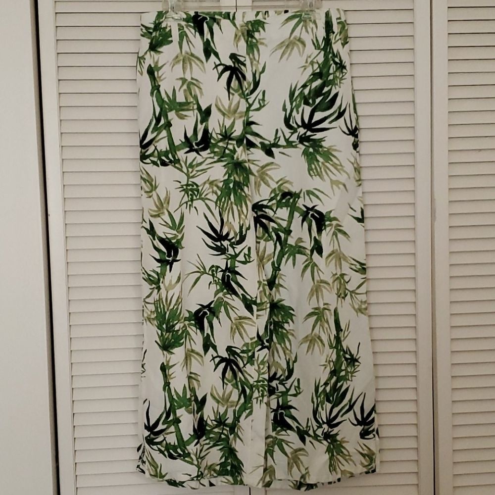 J. JILL wide leg linen blend leafy print gaucho